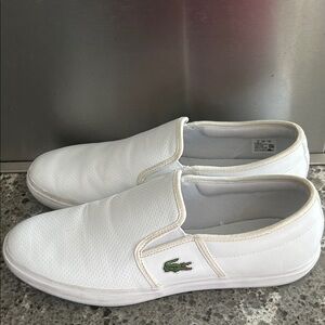 Lacoste Men's White Perforated Slip-On Loafers